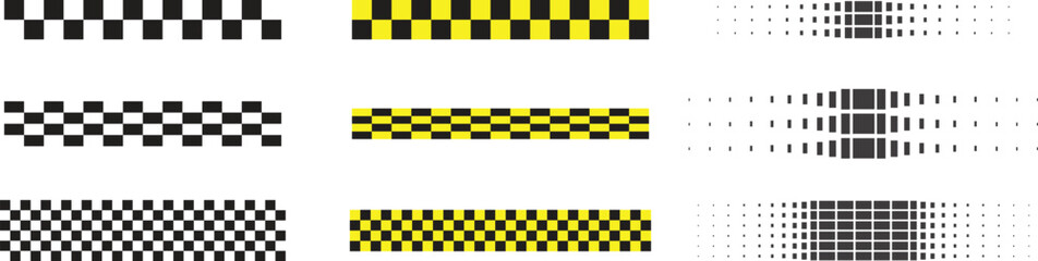 Checkerboard stripe pattern vector illustration in black and yellow. Abstract geometric line designs for backgrounds, warning elements, and modern style graphics. Perfect for banners,  and signa