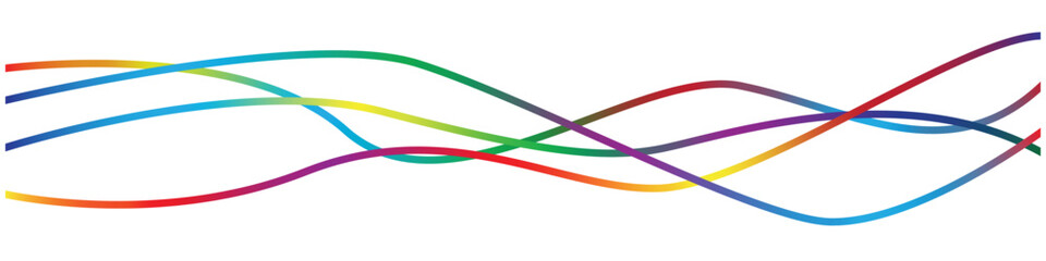 Colorful abstract wavy lines crossing in flowing motion. Bright rainbow design for modern backgrounds, digital art, and creative graphics. Perfect for banners, posters, and presentations.