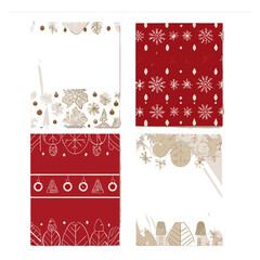 Simple christmas seamless pattern snowflakes with different ornaments on white background
