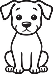 A cute, funny cartoon puppy with a happy heart tail is an illustration of a loving pet