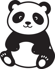A cute, smiling cartoon baby panda bear happily eats bamboo, a fun and lovable character perfect for an illustration