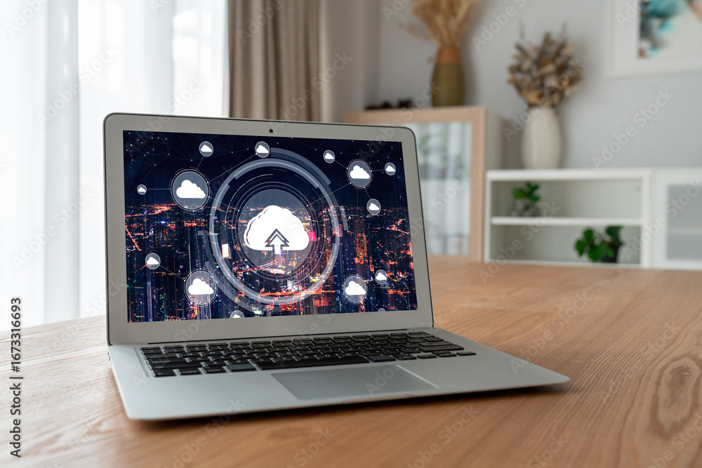 Poster cloud computing software for modish remote work and personal data storage