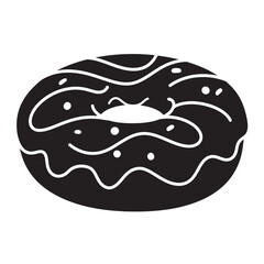black and white silhouette of a donut vector on a white background