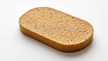 minimalist eco cleaning tool: scrubbing pad created from recycled paper pulp, with smooth matte texture, enhanced by non toxic natural pigments, isolated product render on white background.