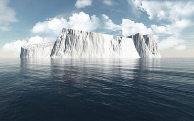 3D Icebergs in Ocean Water Digital Art