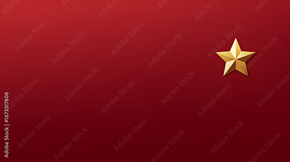Poster red gradient background with a single gold star on top edge, rest blank, simple design
