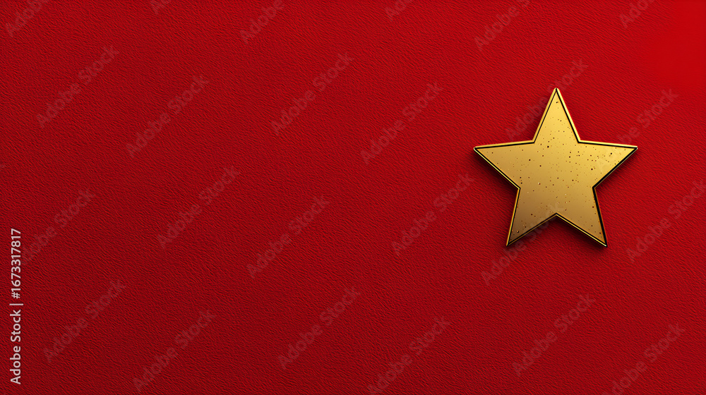 Poster red gradient background with a single gold star on top edge, rest blank, simple design