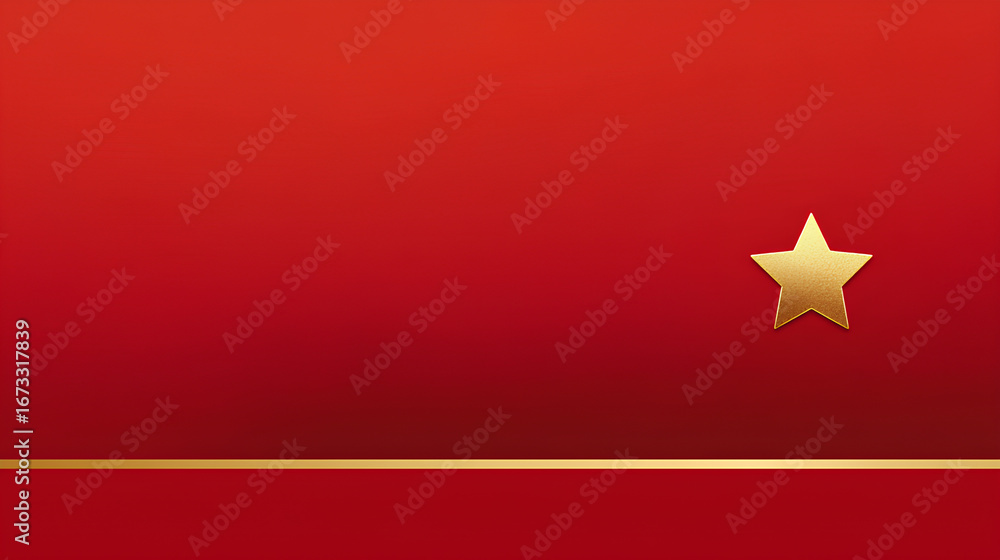 Poster red gradient background with a single gold star on top edge, rest blank, simple design