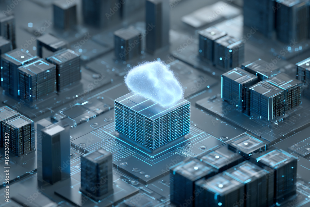 Aufkleber cloud computing data center server architecture digital brain network technology