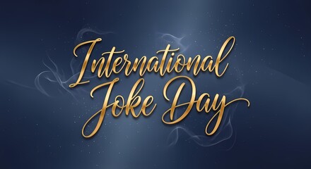 International joke day celebration design with elegant calligraphy on starry night background