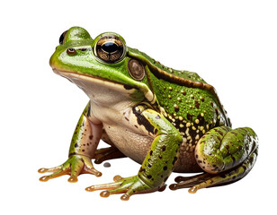 Obraz premium Green Frog PNG – Amphibian Sitting Isolated on Transparent Background