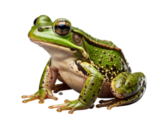 Green Frog PNG – Amphibian Sitting Isolated on Transparent Background
