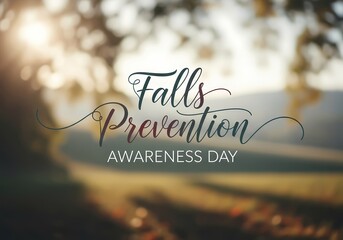 Falls prevention awareness day design with autumn landscape background for health promotion