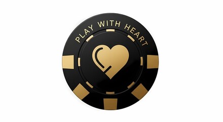 Play with heart casino poker chip design concept for gaming and entertainment