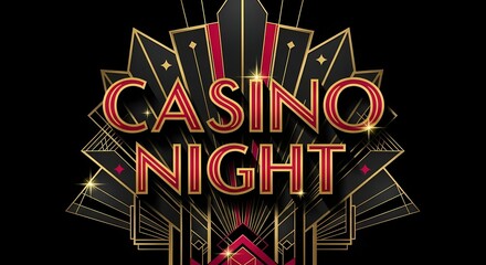 Glamorous casino night art deco design for event promotion and invitation