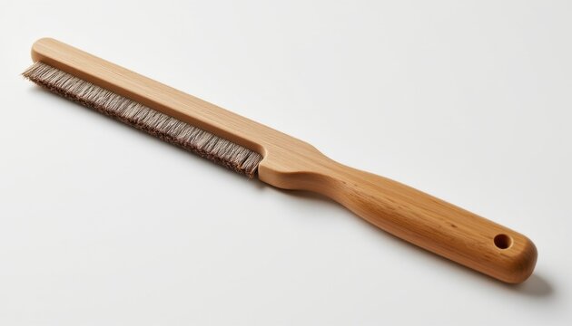 minimalist eco cleaning tool: window squeegee created from coconut husk fiber, with honeycomb inspired surface, enhanced by non toxic natural pigments, isolated product render on white background.