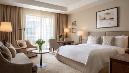 Fototapeta premium Luxurious hotel room with a view