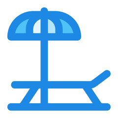 beach umbrella blue filled color icon