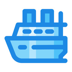 cruise ship blue filled color icon
