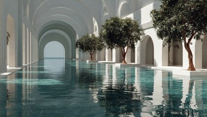 Tranquil pool corridor