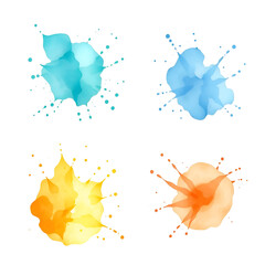 Set of hand drawn splash watercolor