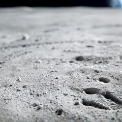 Close-up of the moon's cratered surface in detail