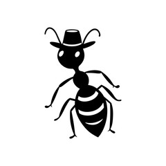 Cute Ant With Stylish Hat Clipart  