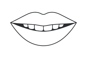 Outline of Lips with Teeth on a Transparent Background, Ideal for Graphic Design and Creative Projects