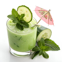 smoothie cocktail green drink with cucumber