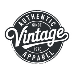 Classic Authentic Apparel Vector Design Featuring a Circular Badge with a Distressed Texture