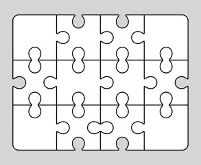 Jigsaw Puzzle Pieces Vector Template for Creative Design Projects and Educational Activities