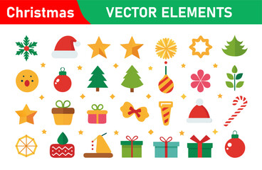 Festive Christmas Vector Elements Holiday Decorations Presents and Seasonal Icons