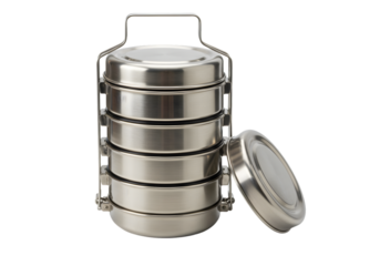Stainless Steel Stackable Lunch Box Bento Box Food Containers Tiffin Carrier Metal Food Storage on transparent background