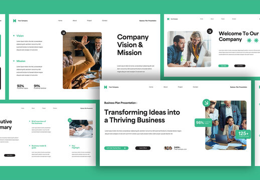 Green Modern Business Plan Presentation