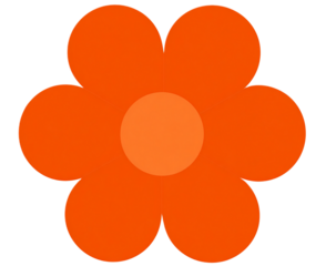 Orange flower with six petals isolated on transparent background