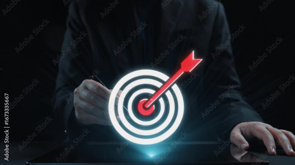 Aufkleber a business professional focuses on achieving goals with striking digital graphics and data analysis 