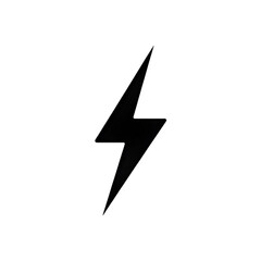 Black lightning bolt symbol for electricity energy isolated on transparent background