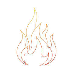 Burning flame silhouette with sharp orange fire shape isolated on transparan background