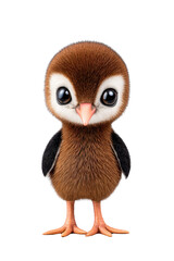 Fototapeta premium Cute Baby Bird Illustration with Large Eyes and Fluffy Feathers on Transparent Background
