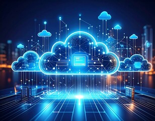 Futuristic cloud computing concept