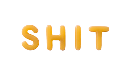 Close-up view of alphabet pasta forming word ‘shit’ against pink background 
