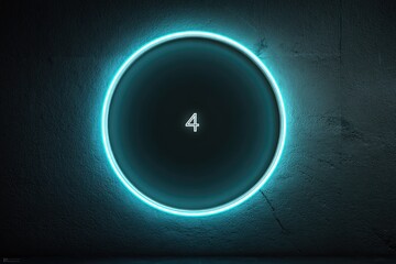 Circular neon-lit display with number 4