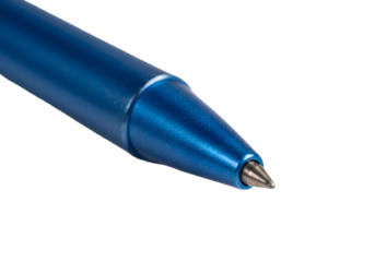 CloseUp of a Vibrant Blue Pen Tip Precision  Detail on transparent background