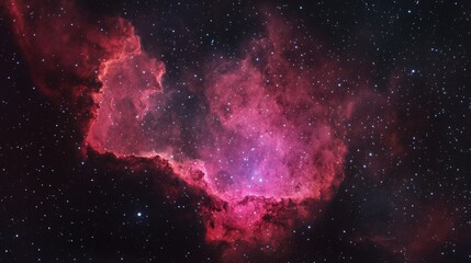 Pink nebulae in deep space with scattered stars.
