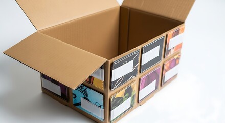 cardboard boxes on a white background