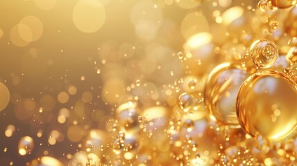 Elegant and Luxurious Abstract Background with Shimmering Gold Bubbles and Vibrant Light Particles