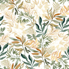 Watercolor Lush Leaves Autumn Pattern