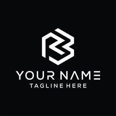 abstract modern hexagon BR initial logo icon symbol design template illustration inspiration