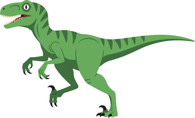 Naklejka premium This illustration depicts a green velociraptor rendered in a pixel art style