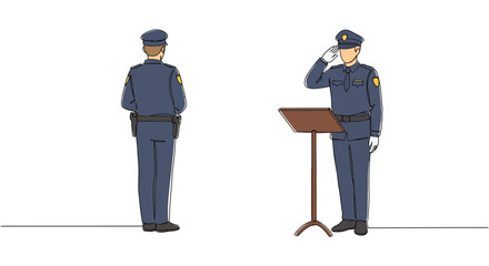 Soldiers in uniform standing at attention and saluting